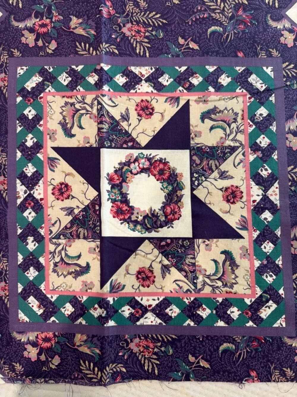 Vintage Fabric Ozark Calico by Fabri-Quilt Cheater Panels 44" x 70" Blue Mauve
